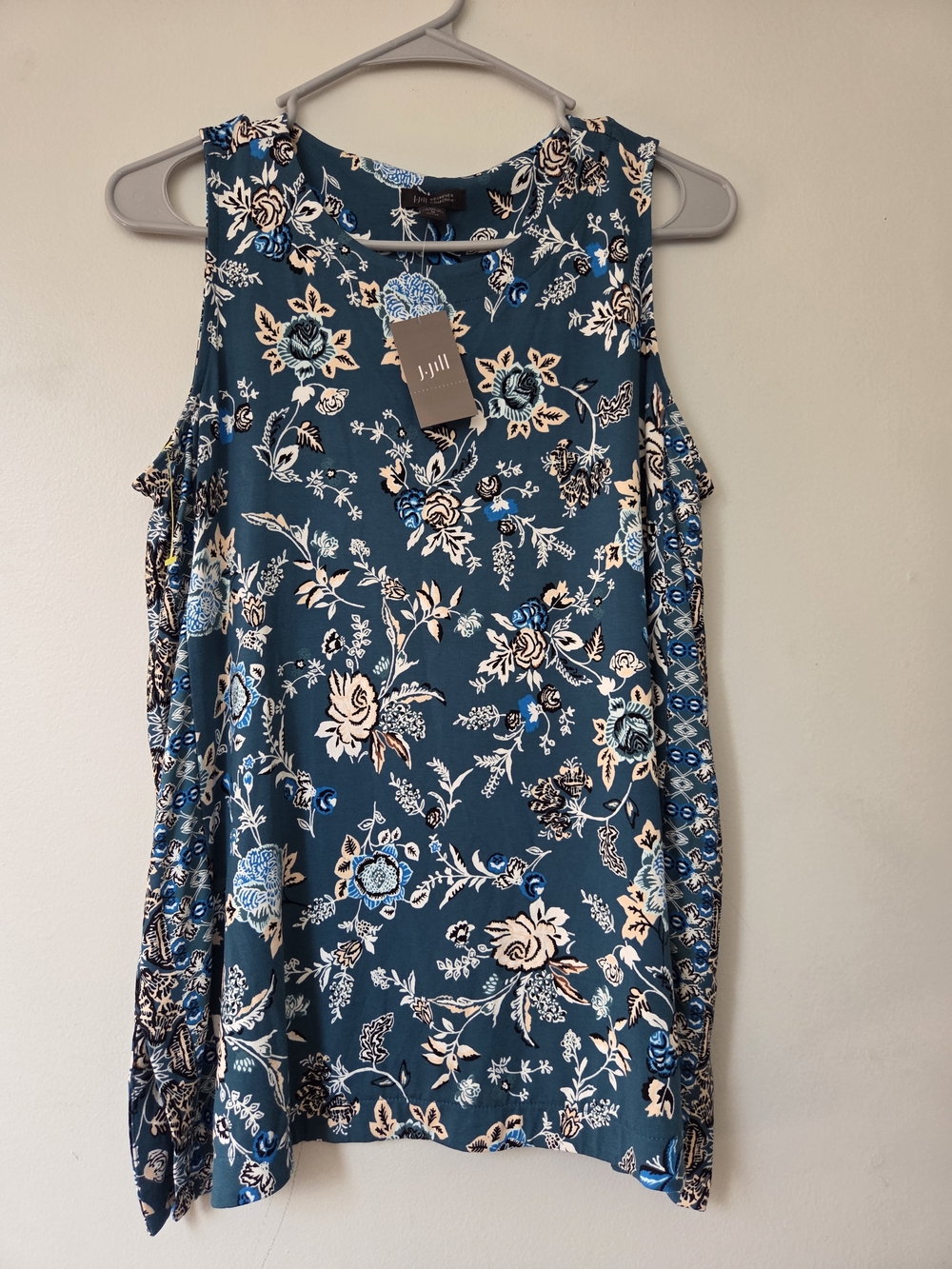 J. Jill Teal Floral Sleeveless Shirt